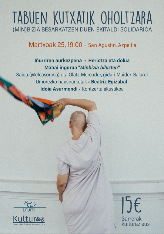 🐜🐜Posible da minbiziaz feminismotik eta lazo arrosik gabe hitz egitea? 
Erruki begirada gabe galdetzea?
Epaitu gabe entzutea?

Gidoia egiten asko ikasi dut Saioa eta Olatzekin, pentsa ezazue burua nola lehertuko zaigun San Agustinen datorren ostiralean.

kulturaz.eus/agenda/tabuen-…