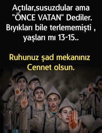 Tüm şehitlerimizin ruhu şad mekanları cennet olsun..