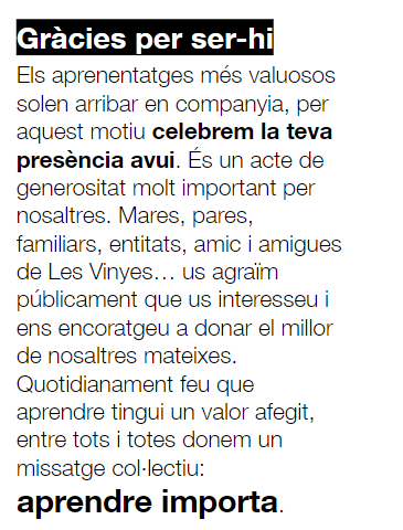 Ahir prop de 300 persones van assistir a la 1a exhibició pública postpandèmia dels #ProjectesTransversals. Una comunitat satisfeta de recuperar la "vella normalitat" d'aprenentatge en comunitat. #AprendreImporta, i al vostre costat encara més. Tal com deia al programa de mà...