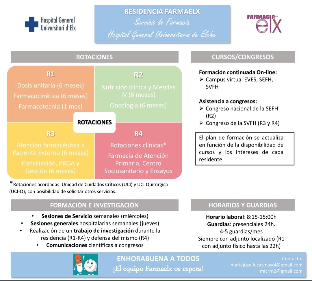 farmaelx's tweet photo. Enhorabuena 🎉 ¡Ya tienes tu plaza! #FIR. Te invitamos a conocer nuestro servicio, os dejamos información que puede ser de interés a la hora de tu elección¡¡El equipo Farmaelx te espera!! 🌴 #FIR2022 # @GVAsaludelche https://t.co/hGgoKqrYnS