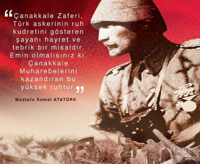 Çanakkale'yi geçilmez yapıp Türk Milleti'ne bu ruhu veren en büyük Lider Mustafa Kemal Atatürk ile silah arkadaşlarının ve tüm şehitlerimizin aziz hatırası önünde minnet ve saygıyla eğiliyorum.

18 Mart Çanakkale Deniz Zaferi'mizin 107'nci yıldönümü kutlu olsun.