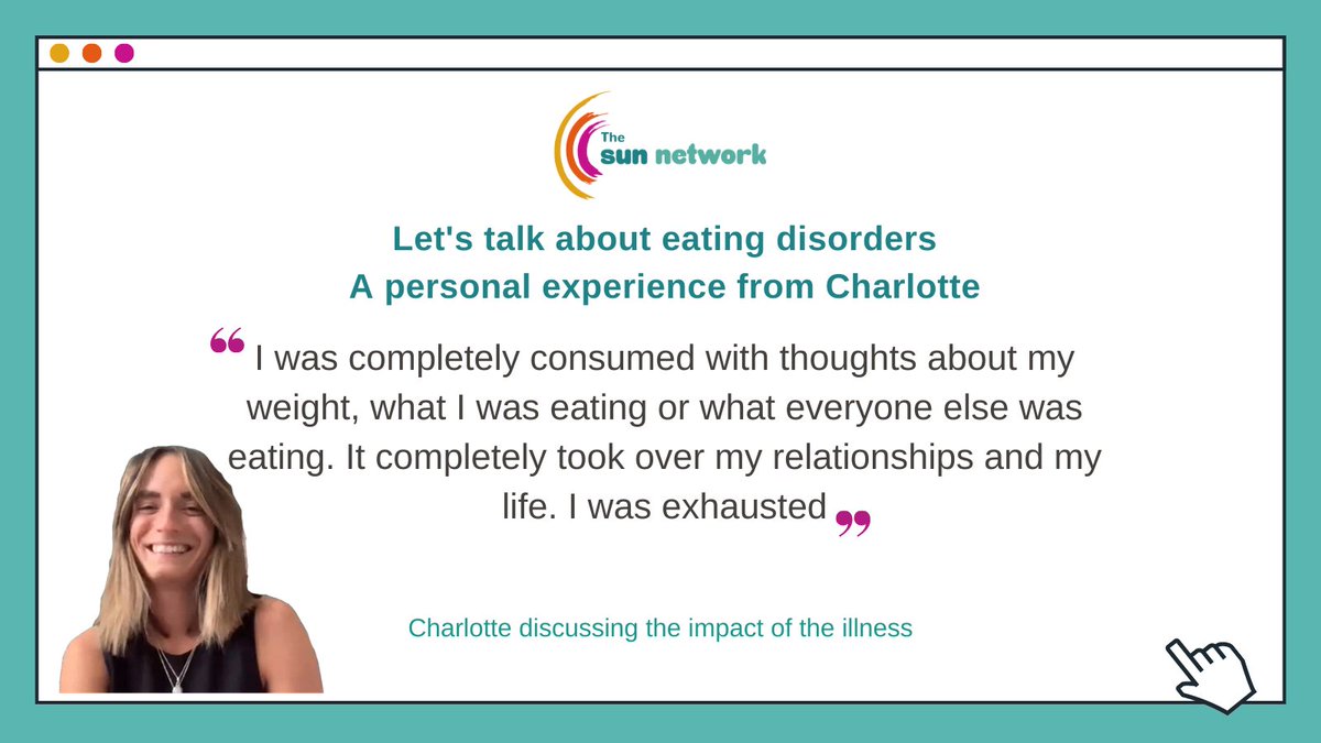 SUNnetworkCambs's tweet photo. "I was completely consumed... I was exhausted" Charlotte explains the impact the illness had on her. To hear Charlottes full story head to our YouTube channel or click this link: https://t.co/hjRw5do6WX #eatingdisorderrecovery #SUNtruthtellers https://t.co/A8EJNptLOr