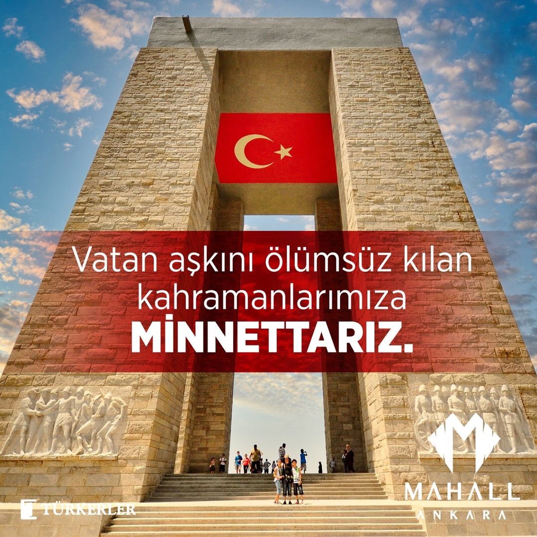 Bayrağımızı göklerde gururla dalgalandıran, vatan aşkıyla destanlar yazan Çanakkale Şehitlerimizi saygı ve minnetle anıyoruz.

#MahallAnkara #TürkerlerHolding #ÇanakkaleŞehitleriniAnmaGünü
#18MartÇanakkaleZaferi #ÇanakkaleGeçilmez