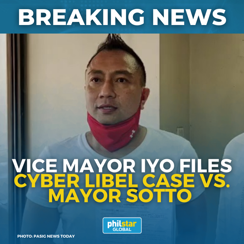 PhilstarNews's tweet photo. Pasig City Vice Mayor Iyo Bernardo filed a cyber libel complaint against Mayor Vico Sotto due to his accusation in a flag ceremony earlier this year. https://t.co/estJiiPCS4