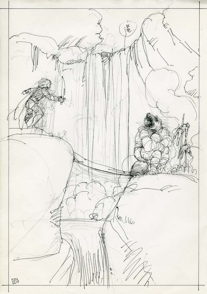 滝の絵は、初めはもっと平板な構図でした。アングルを変えてグッと奥行きのある絵に…(^ω^)

#illustration #イラスト #HitoshiYoneda #米田仁士 #Watercolor #水彩 #SORCERIAN #ソーサリアン 