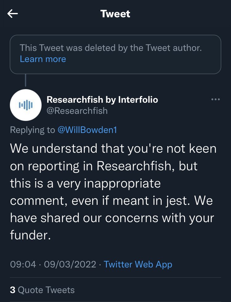 owainkenway's tweet photo. Ok this is 💯% bullying by Research Fish. https://t.co/tucAFTmYyJ