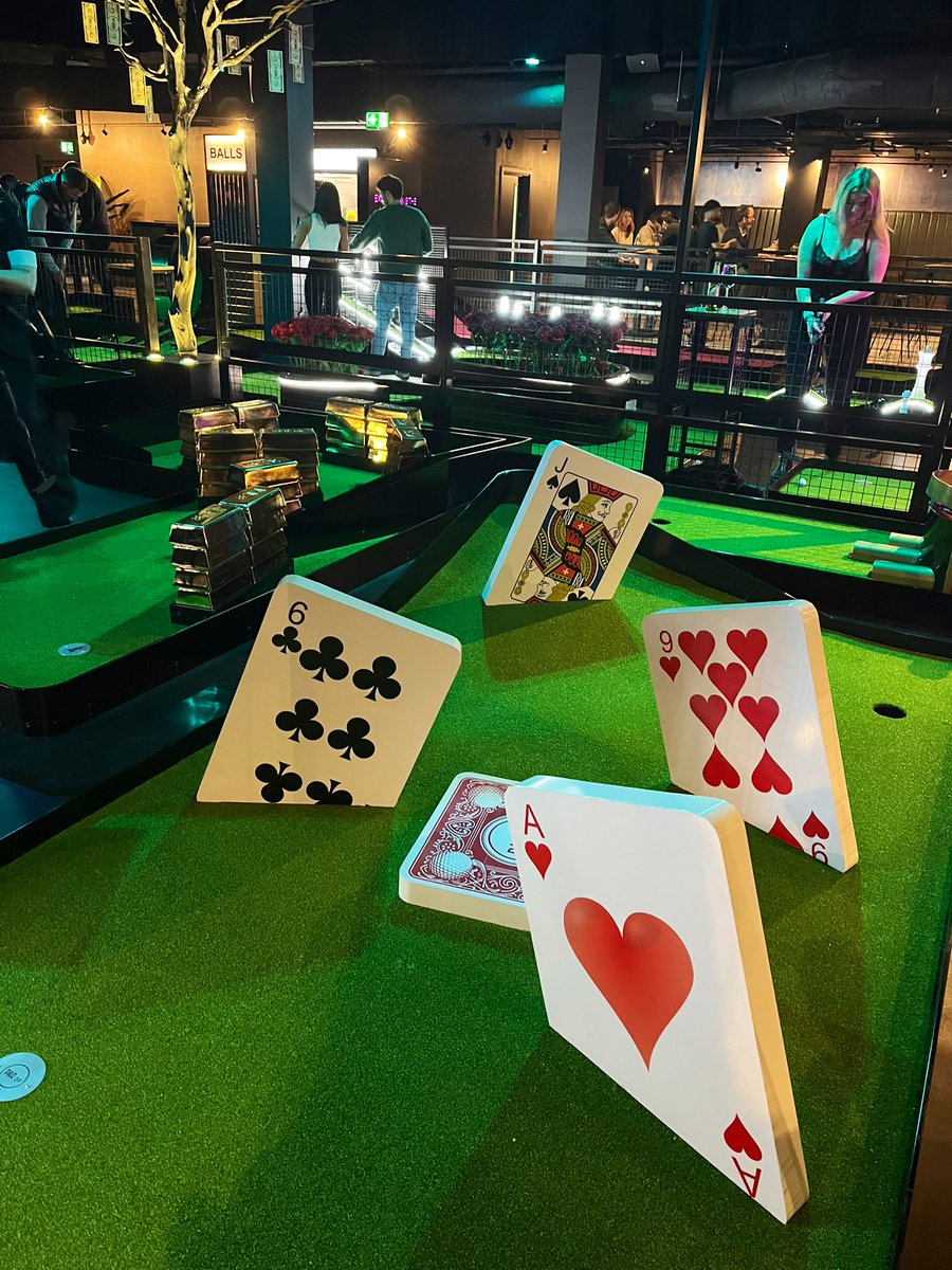 VisitCardiff's tweet photo. We were lucky enough to take a sneak peek at @Par59Cardiff before it opens today! ⛳️

You can enjoy independent street food, a premium bar and a custom-designed mini golf course boasting 9 holes!

Book your session now: https://t.co/eLORVTF2pN https://t.co/wFAHKHdg7P