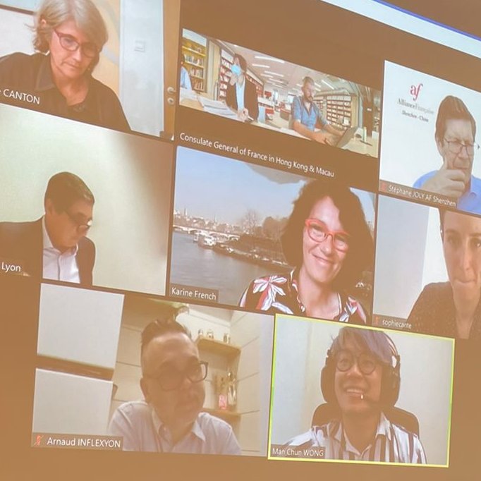 afhongkong's tweet photo. Actuellement avec les directeurs de @Inflexyon et @ucly et les autres membres du jury - Chine du Sud / Hong Kong  pour le concours oratoire #FLE #francophonieHK #francophonie - Un thème un peu difficile pour les apprenants : le sport https://t.co/ENDDXx3wMN