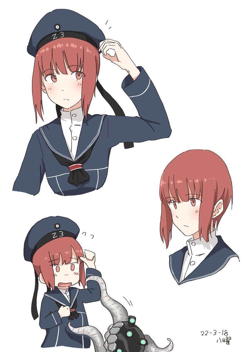 z3 max schultz (kancolle) 1girl hat short hair sailor collar brown eyes dress sailor hat  illustration images