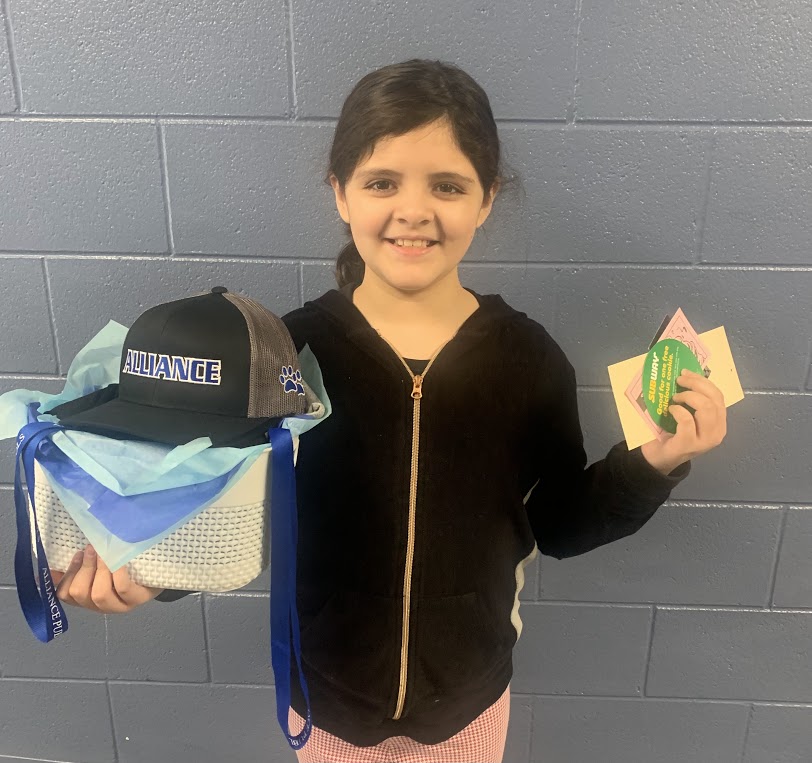 GV_Elementary's tweet photo. Congratulations to 4th grader Emi Gomez for winning the Math night drawing!!!!  Also thank you to our sponsors A.H.S. athletic department for donating the Bulldog swag.  Also thank you Sam and Louie's, Subway, Taco Johns, and Dairy Queen for donating the gift certificates!! https://t.co/H69TBPpmpG