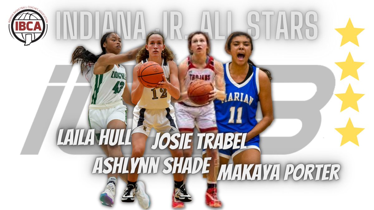 𝟜 𝕀𝕟𝕕𝕚𝕒𝕟𝕒 𝕁𝕦𝕟𝕚𝕠𝕣 𝔸𝕝𝕝-𝕊𝕥𝕒𝕣𝕤‼️

⭐️Laila Hull, Zionsville
⭐️Ashlynn Shade, Noblesville 
⭐️Josie Trabel, East Central 
⭐️Makaya Porter, Mishawaka Marian