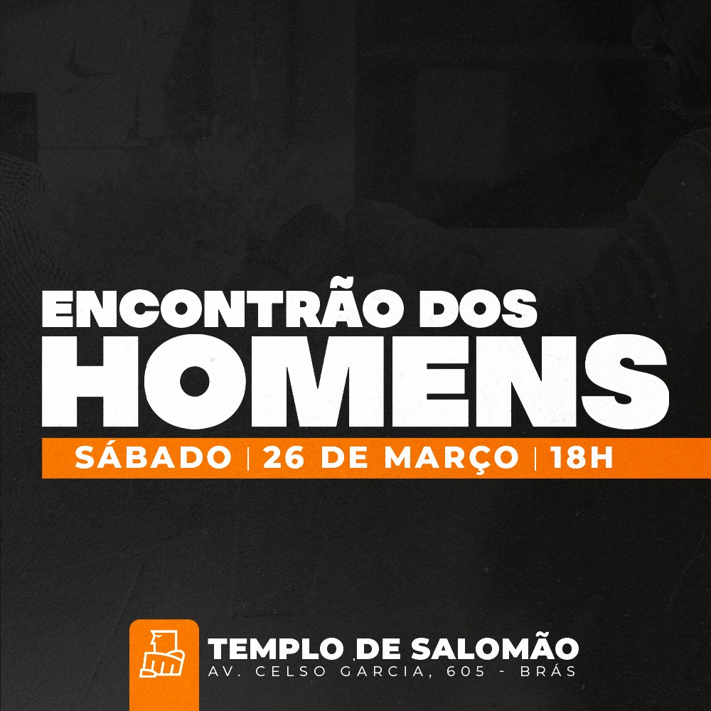 O cenário de hoje, onde homens tem comportamentos infantis, grosseiro e de medrosos.
Como se destacar com uma imagem diferente?

Participe do Encontrão para homens,
Sábado 26 de Março, às 18h 
No @templodesalomao 

Avenida Celso Garcia, 605 Brás 
São Paulo