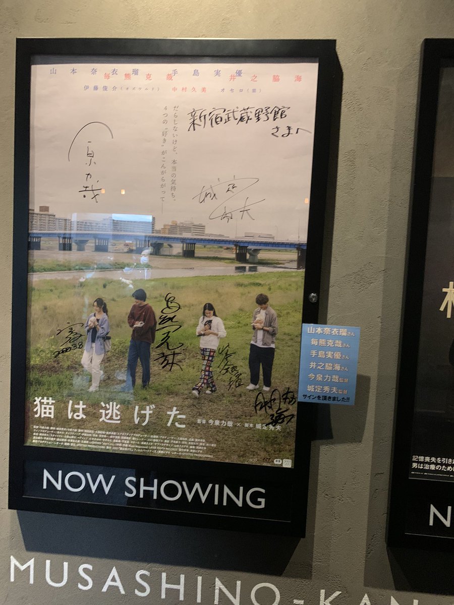 chigusa8731's tweet photo. #猫は逃げた 初日舞台挨拶、司会は今泉監督！メインキャスト４人と監督の皆様と温かな時間をすごし、そのまま自然と本編へ。
監督の仰られた、観ている人それぞれに共感する点が違ったり、みんなが笑ったりできる、映画でした。
色々な世代の方々と一緒に感覚を共有しながらの鑑賞、心に残りました。 https://t.co/0EejSvZNIr