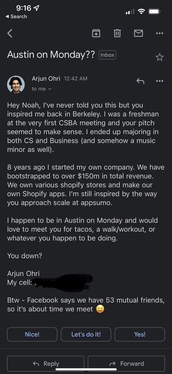 This is what a great cold email looks like. Meeting him Monday.