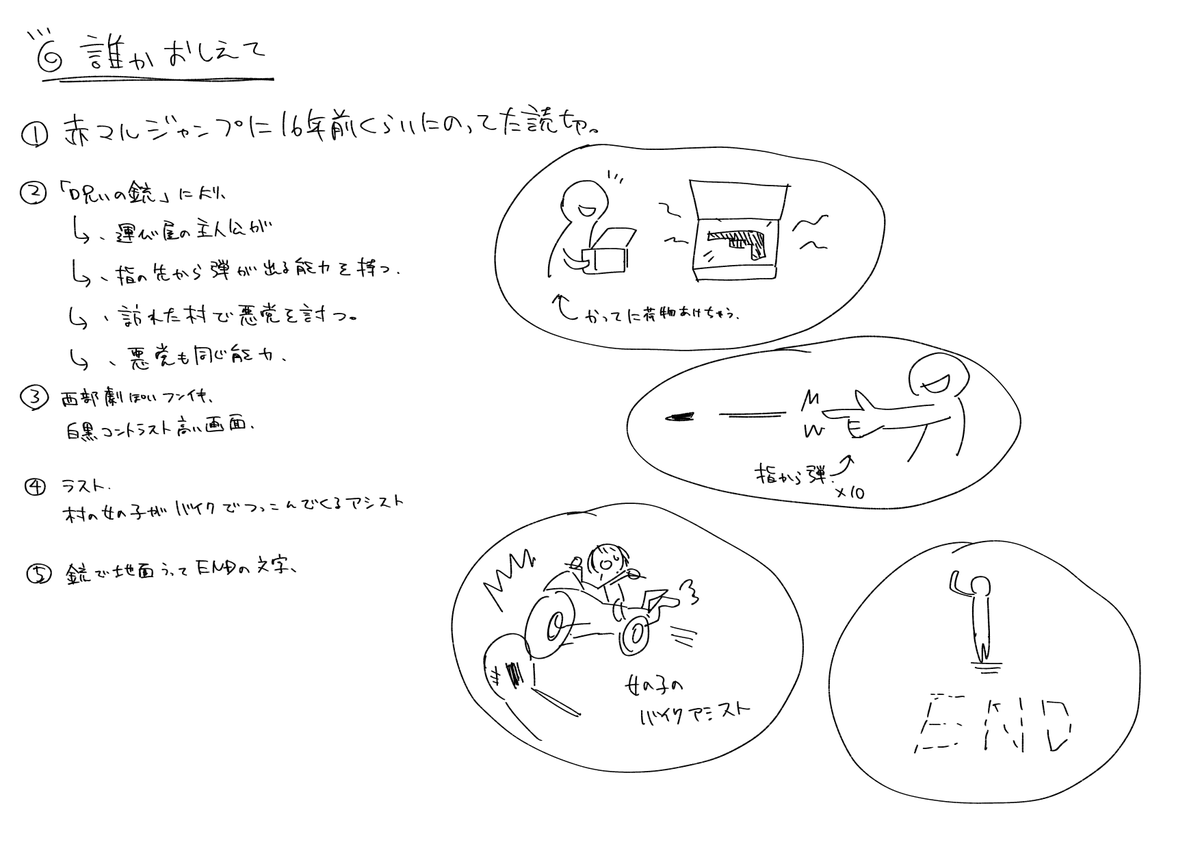 集合知のみんな～
十数年前に赤丸ジャンプに載ってた読み切りの詳細を教えてくれ
・西部劇風
・呪いの銃に呪われる
・主人公は指から弾丸を撃つ能力
・白黒パキッとした絵柄
・敵も同じ能力を持ってる
こんな感じの読み切りがあったはずなんだ 