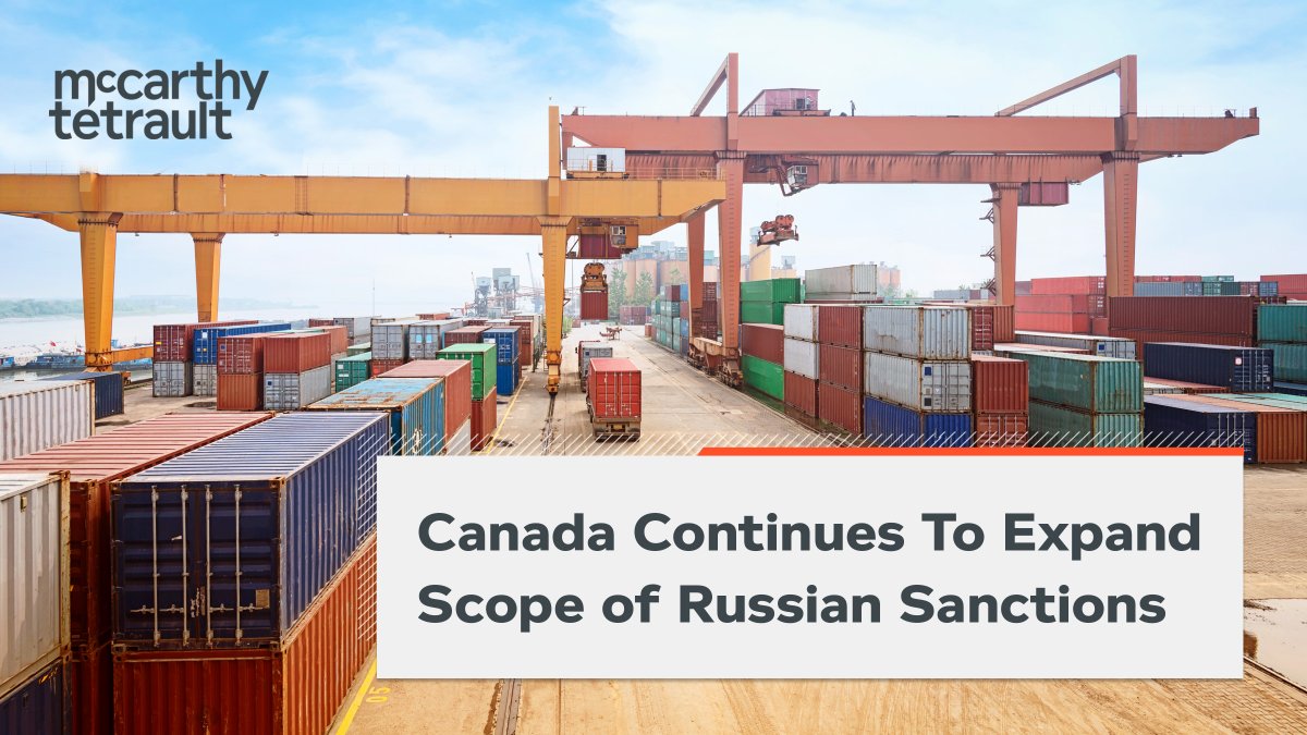 Canada is intensifying pressure on the #Russian government and the supporters of its illegal invasion of #Ukraine through additional rounds of economic sanctions. Read our blog post for the latest: bit.ly/3KPZj7f @tradelawyer @intltradelawyer @ljstanic @taborda_ashley