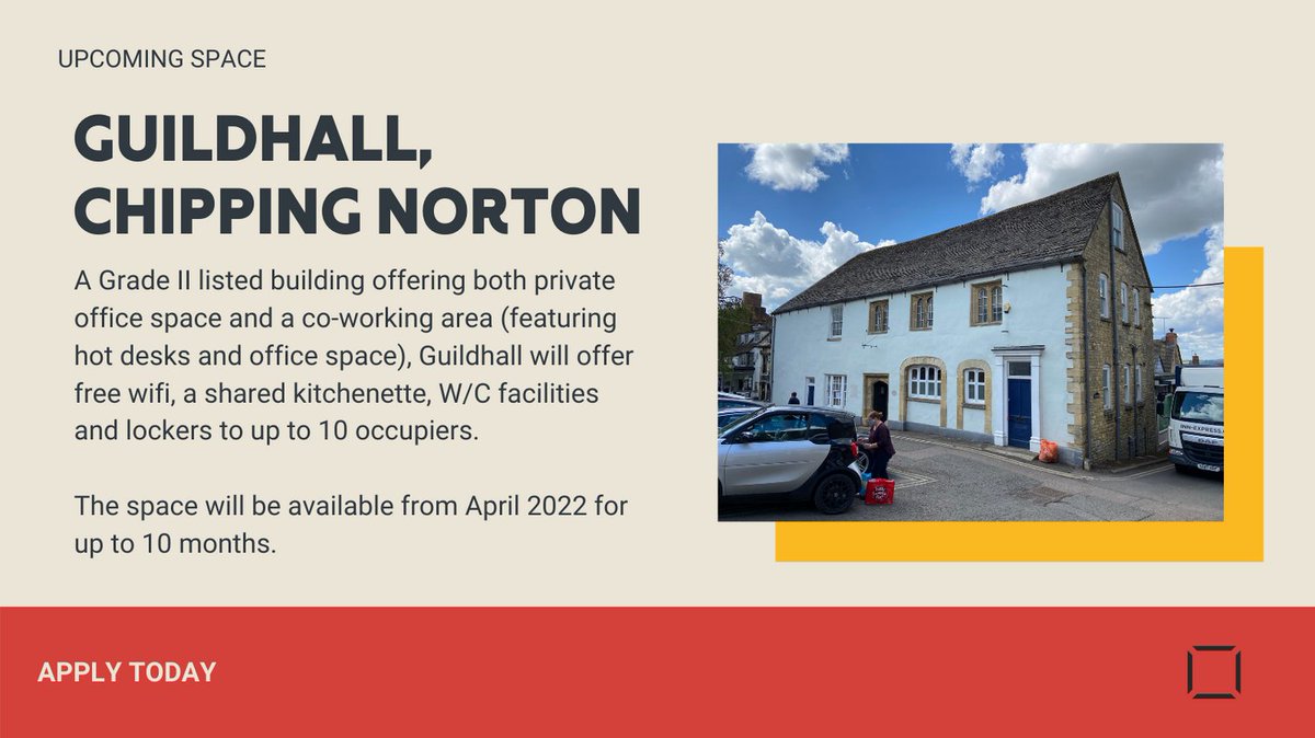 🚨 NEW SPACE ALERT 🚨

We've got a private office and separate co-working space (including hot desks) coming to Chipping Norton from April! 

Find out more and apply today: makespaceoxford.org/upcoming-space…

@OxfordshireLEP @OxfordCity #GBF #MeanwhileInOxfordshire