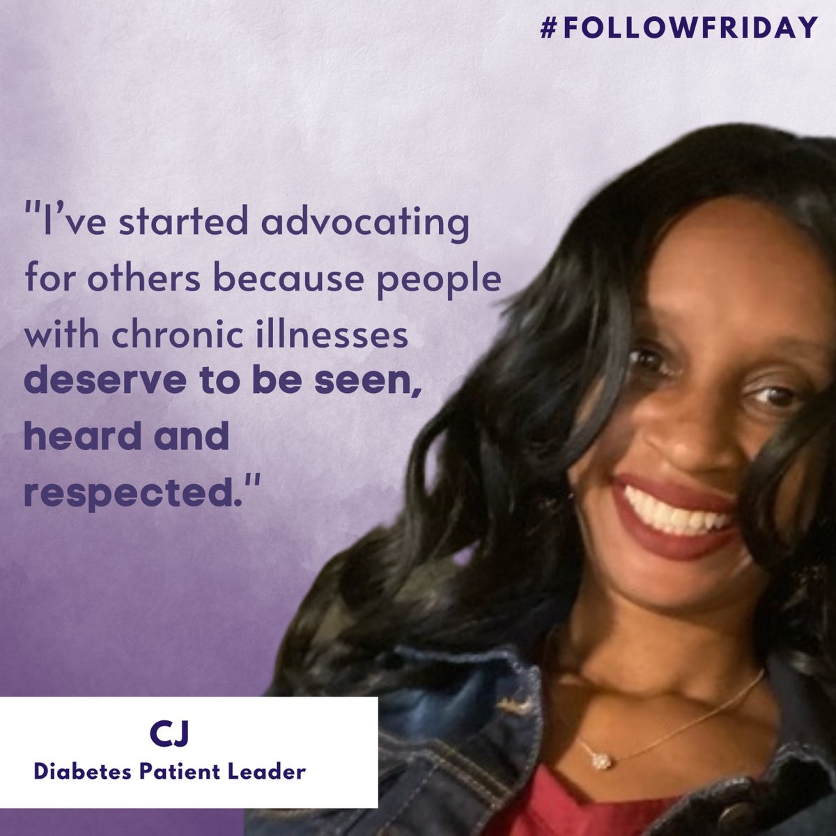 socialhealthnet's tweet photo. Diabetes patient leader shares her diabetes story to change the narrative through advocacy. CJ creates short education videos about diabetes, participates in panels, and serves as an ambassador for several communities. #WEGOHealth #PatientLeader https://t.co/6oCgOlrEkQ