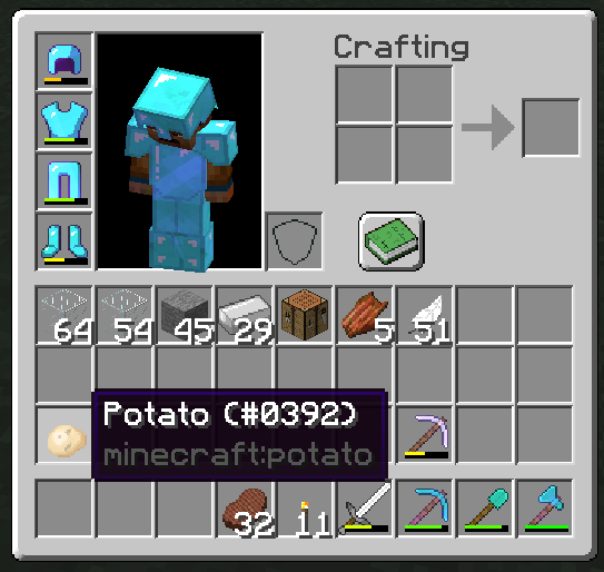 .<a href="/colbertlateshow/">The Late Show</a> I was playing Minecraft and discovered this in my inventory. Is potato. #IsPotato