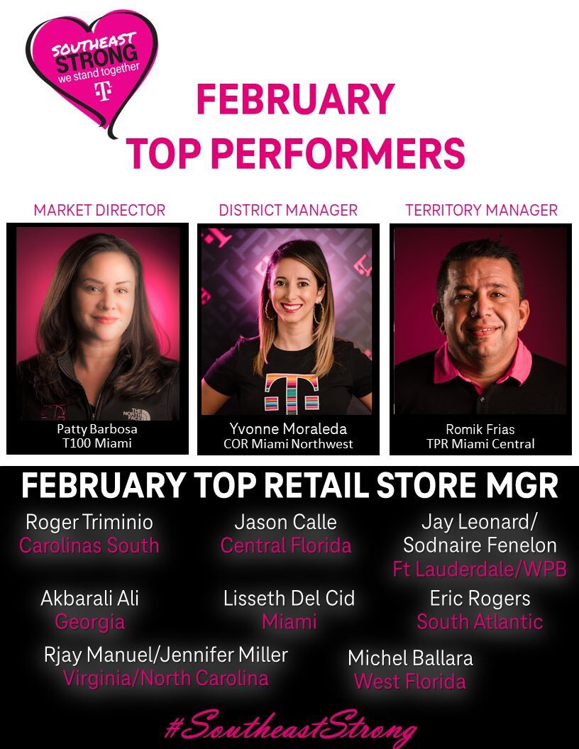 Congratulations to all of the February top performers in the #SoutheastStrong team! 🏆