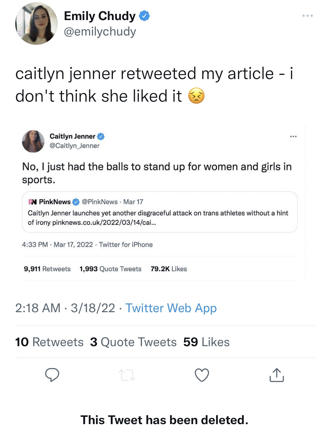 Caitlyn Jenner on Twitter: &ldquo;And now @emilychudy @PinkNews has deleted
