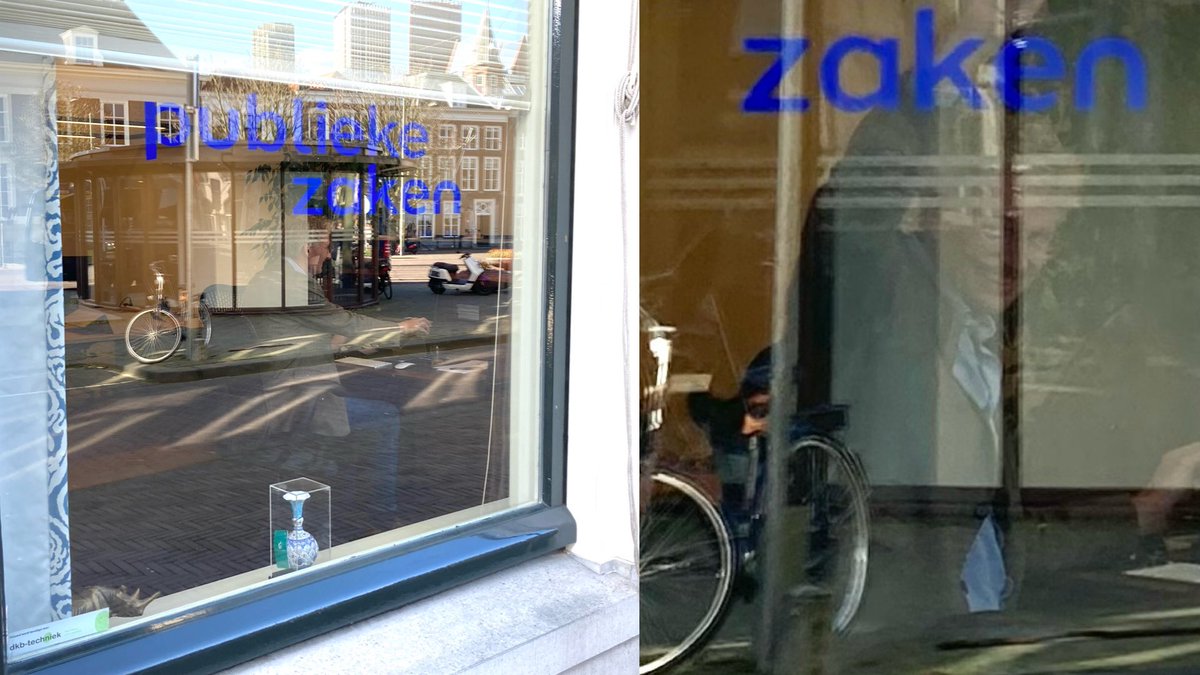 Met schitterend weer te voet voor wat post-Corona afspraken in Den Haag. Blijk ik plots langs het nieuwe kantoor van <a href="/_PubliekeZaken_/">Publieke Zaken</a> te lopen met chef <a href="/reneleegte/">René Leegte</a> achter zijn bureau voor het raam! 😉