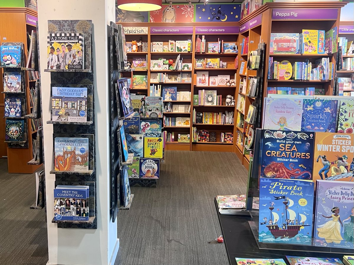 My four Coventry books taking pride of place in the children’s section of @waterstones_cov! Will always make me smile!