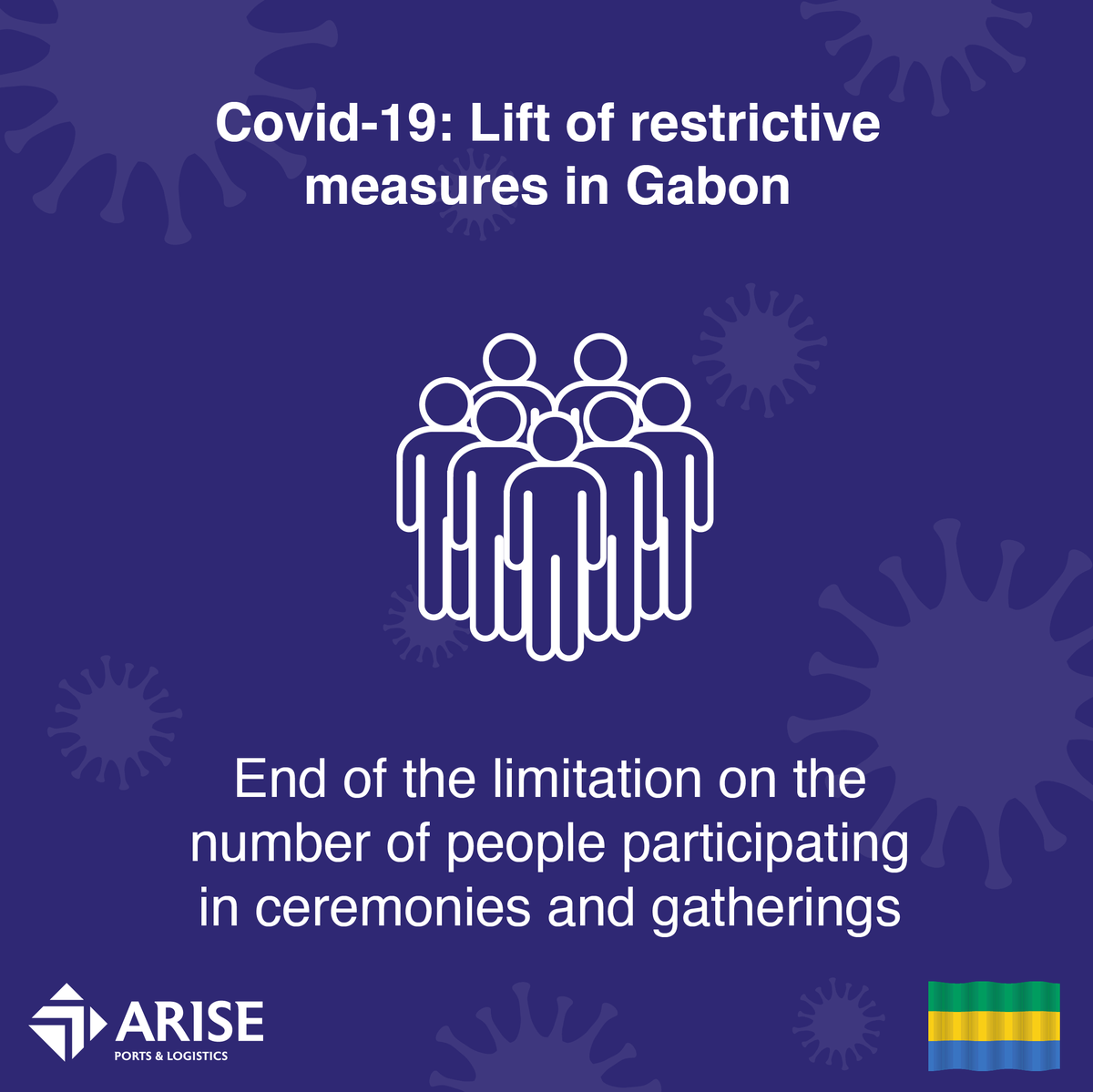 ArisePL's tweet photo. 🇬🇦 The lifting of restrictive measures against Covid 19 is now effective in #Gabon! All #ArisePL teams welcome this news which will have a beneficial impact on our activities in the New Owendo International Port (#NOIP) and the Owendo Mineral Port (#OMP). 🙏 https://t.co/kMSJShczHU