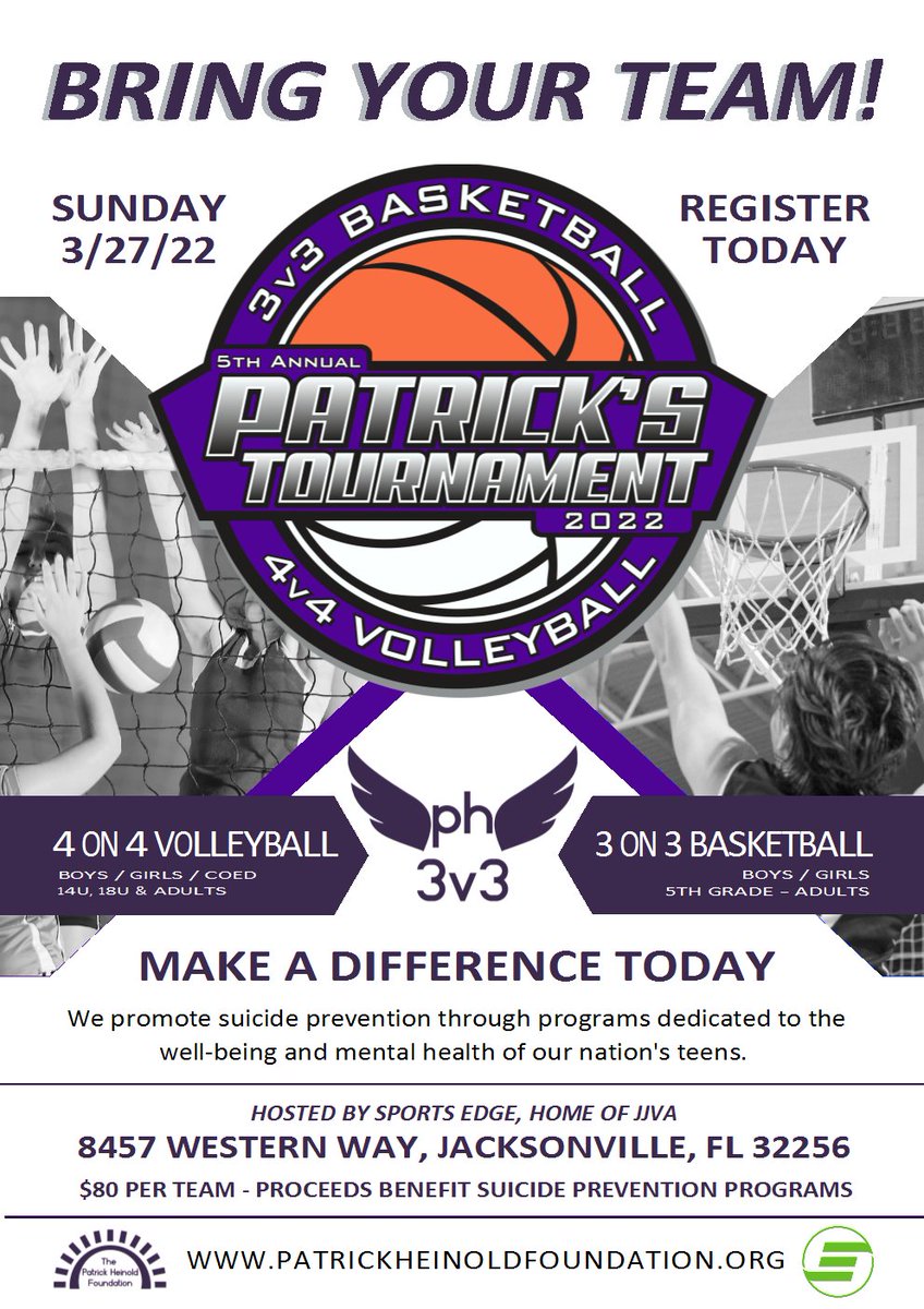 PH33Foundation's tweet photo. https://t.co/65M7DoT8nv
8 Days till Tip-off! 5 days left to register Team-deadline Tuesday March 22nd 10pm. Volunteer SignUpGenius open.   20 Basketball teams and 2 Volleyball signed up! Please share https://t.co/X5bhHDxb0L