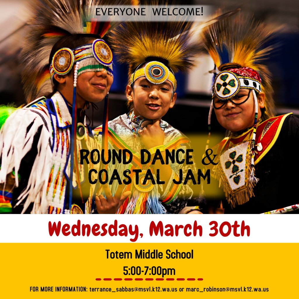 TMS_MSD25's tweet photo. Save the Date! Round Dance and Coastal Jam - March 30 at Totem Middle School. Everyone welcome! https://t.co/tV0z0ZU8ld