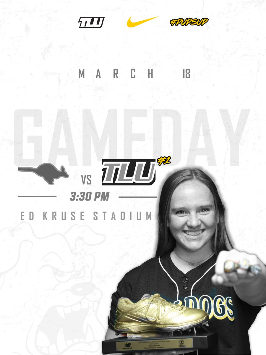 Back on our home turf 🏠

🆚 Austin College 🦘 
⏰: 3:30 PM
🏟: Ed Kruse Stadium
📍: Seguin, Texas
💻/📊: portal.stretchinternet.com/tlu/index.htm#…

#TooLiveU | #PupsUp