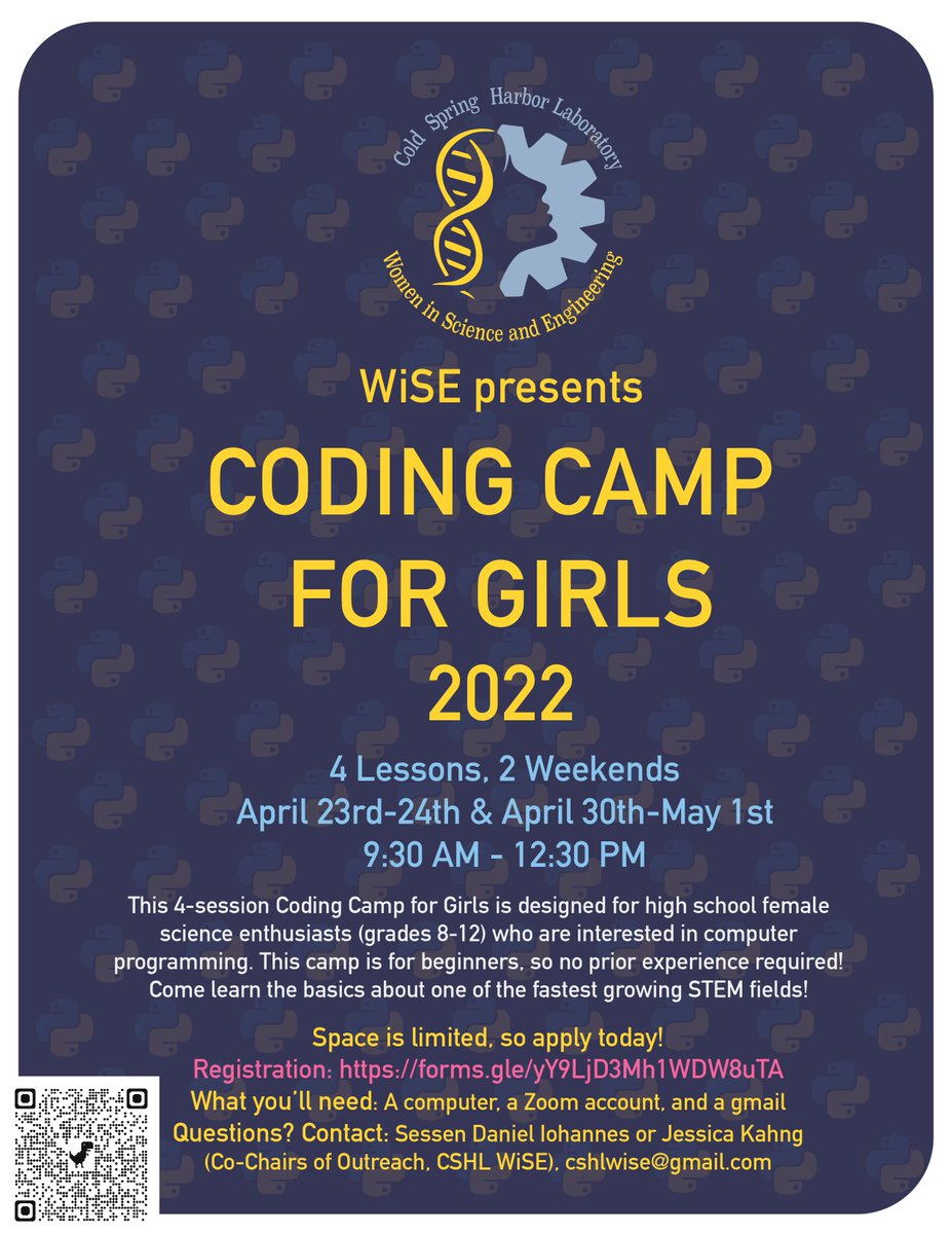 Do you know a young woman in grades 8-12 interested in learning more about coding? Application is now open for our annual coding camp for girls! No experience required - this virtual event will take place April 23-24 and April 30-May 1 9:30AM-12:30PM.