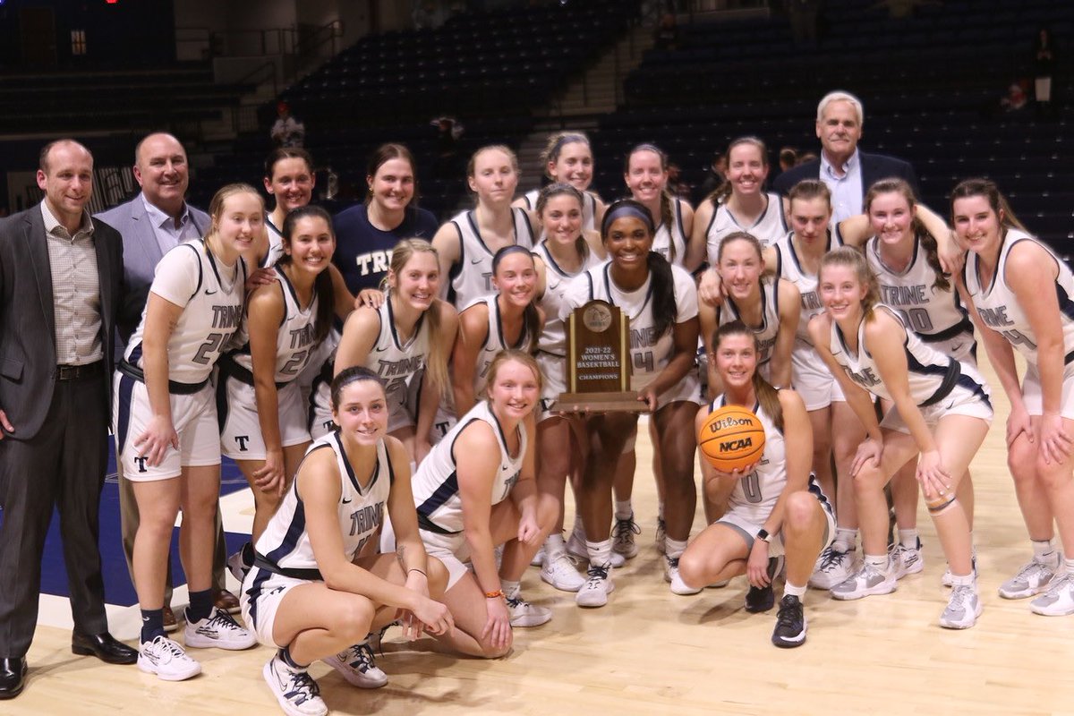 TrineWBB's tweet photo. Team motto this year: 
“Leave your Legacy” 
This team and these seniors certainly did that 
28-4 ✅
Reg. Season co-champs ✅
NCAA tournament ✅
Final 4 ✅ 

Thank you @TrineUniversity and everyone in it for supporting us during this historic run. #TWBB #Final4 https://t.co/fJj3oTyJuX