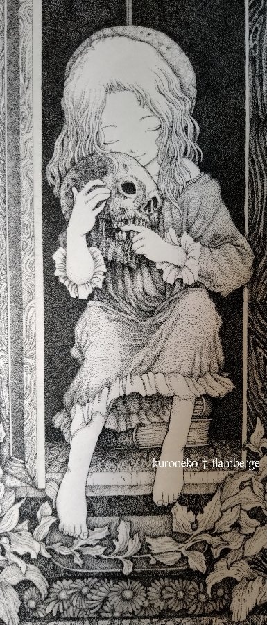 画像で見ると原画のサイズ感が判りませんが、この絵はB2サイズの点描画になります。 