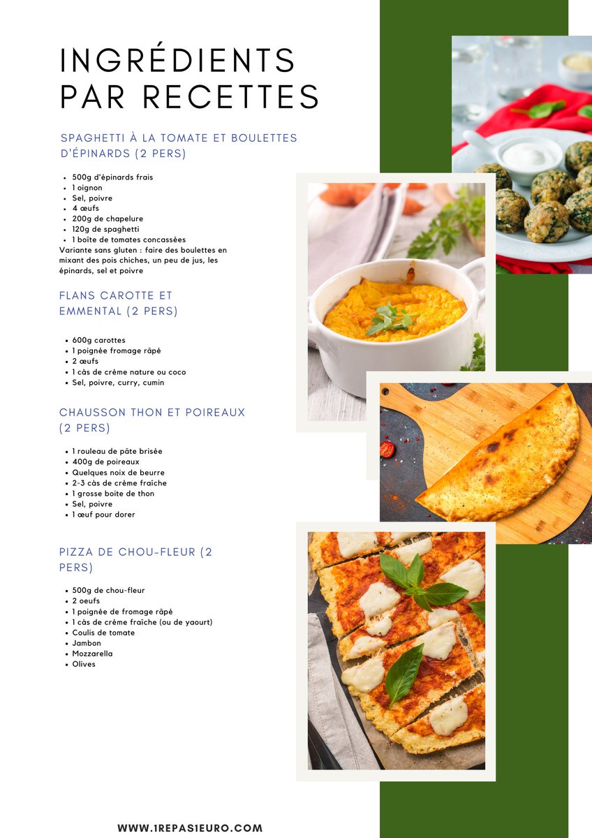 1repas1euro's tweet image. 🌸BATCH-COOKING DE MARS 🌸

Un batch-cooking pour préparer 4 plats avec à peine 20€ de courses (et des produits restants) 🛒

Recettes basées sur 2 personnes et de saison au mois de mars 🐝
(déroule et RT ! ♥)