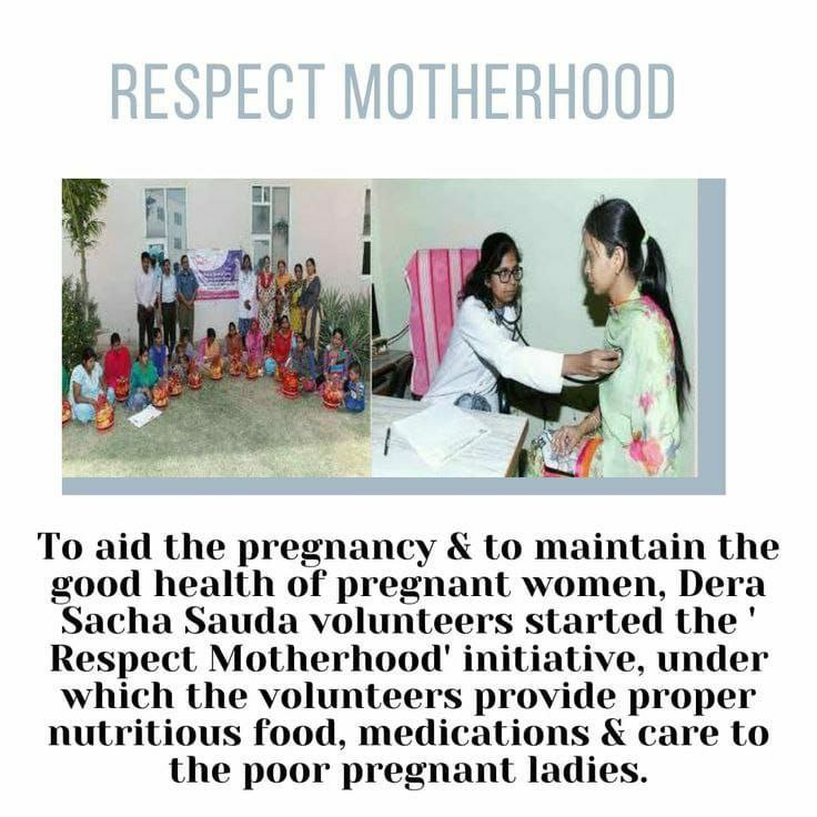 #138WaysToServe
#138WelfareWorks में एक कार्य है गर्भवती महिलाओं के लिए
#DeraSachaSauda में हर महीने शिविर का आयोजन कर मुफ्त जांच,दवाइयां व पोष्टिक भोजन उपलब्ध करवाया जाता है