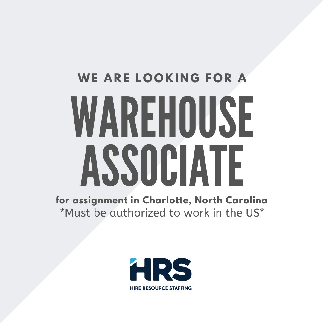 Hire Resource Staffing on Twitter "We are hiring a Warehouse Associate