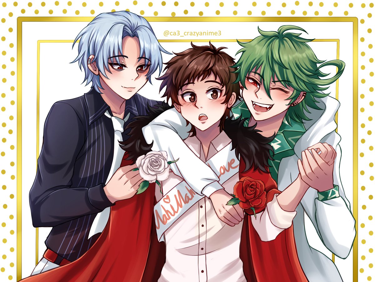 ca3_crazyanime3's tweet photo. I missed drawing KuroMahiSaku,, 💙🧡💚 Mahiru is # 1 in their eyes 💐✨ https://t.co/M1RCpTgvw8