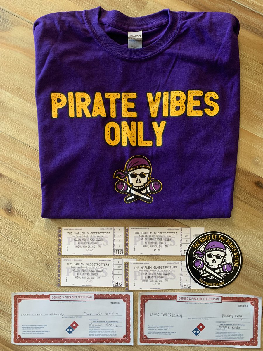 PR927FM's tweet photo. 🚨GIVEAWAY ALERT🚨
RT &amp; FOLLOW for a chance to win
- Family 4-Pack of tickets to the Harlem Globetrotters Monday, March 28th in Minges 
- 2 Large Pizzas from Dominos 
- @PR927FM Pirate Vibes Only Shirt
#FreeTicketFriday #Stations4Winners https://t.co/Z3WZhYUzHZ