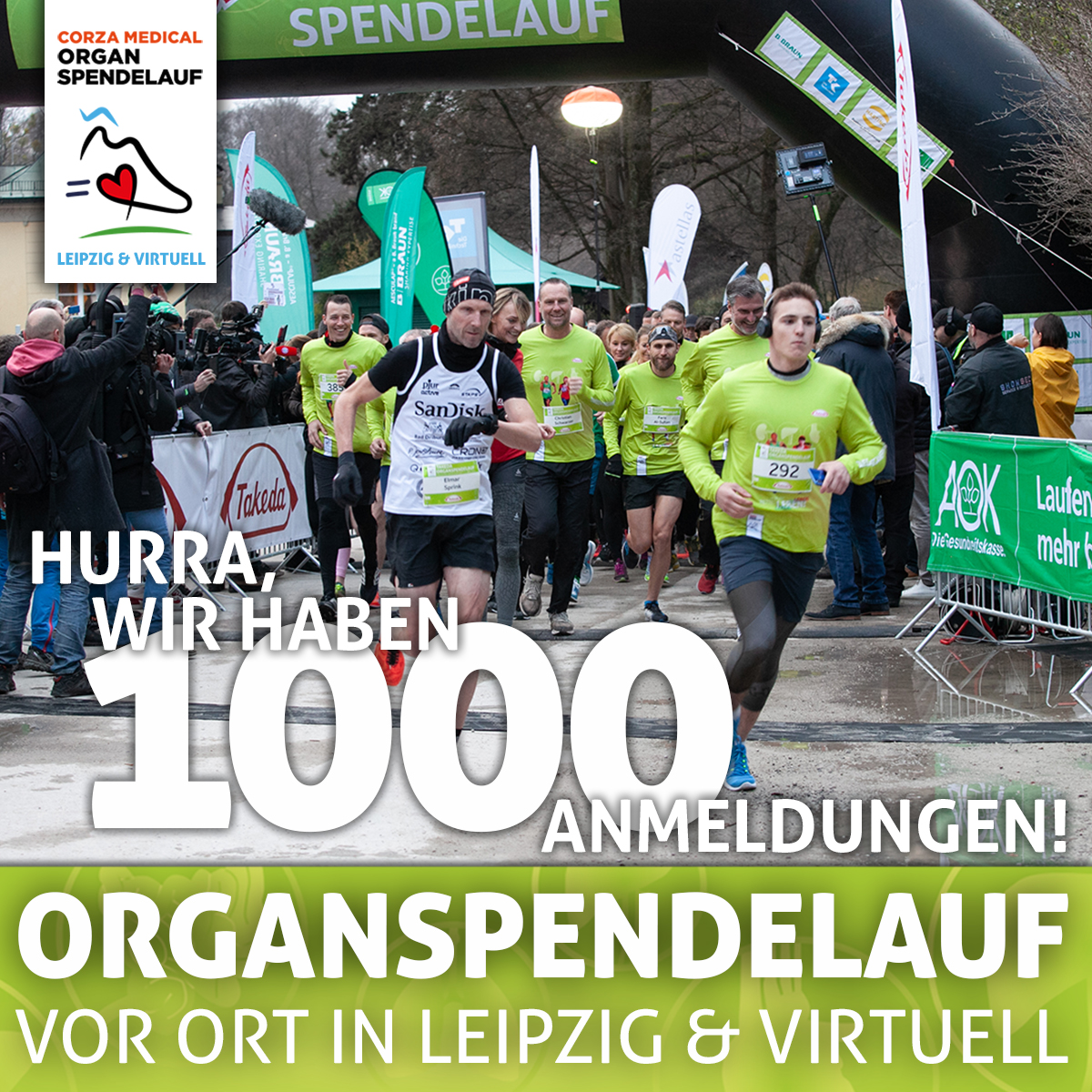Schon 1000 #läufer #laufen beim #organspendelauf in #leipzig und #virtuell mit! Bist du am 8.4. dabei? organspendelauf.de #run4lives #organspende #lebenretten #running #runnerslife #lebensretter #heldendesalltags #spendenlauf #organspende #runnersoftwitter #run #organdonor