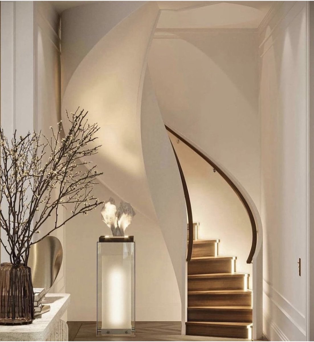 The staircase is the spine of the home, connecting people and spaces. When selecting fixtures for this area of the home, consider construction, desired effect, finish and texture.