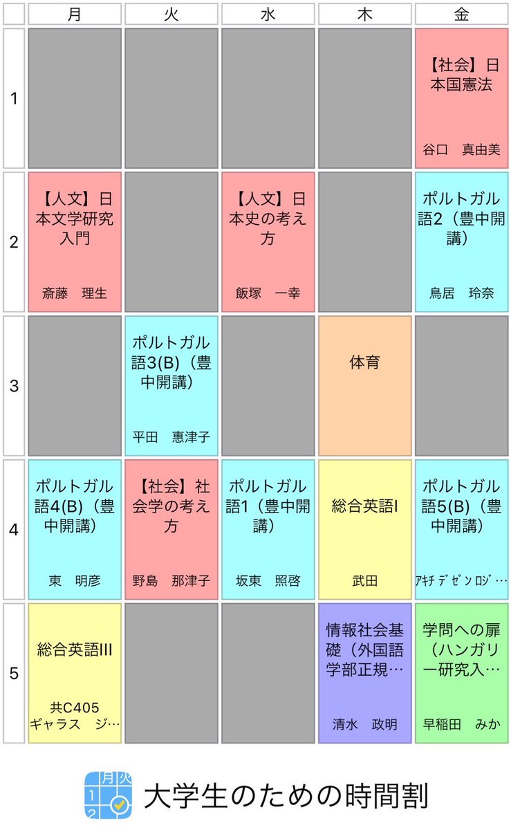 阪 大 時間割