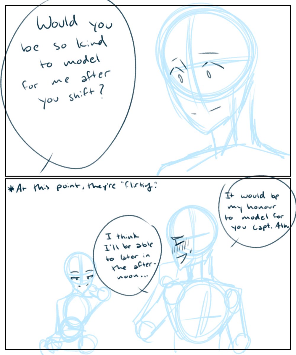 AngieTsukiko's tweet photo. Here is the rough idea of the “another part”. With dialogue so everyone knows what the convo is. It helps me when I know what I have them saying. My sketches are not always detailed or abstract 🤣 they are simple like this, which can be confusing
#WIP #huffbedo #genshinfanart https://t.co/bGtcyo2AUC