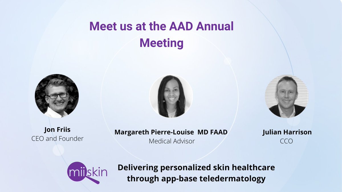 Are you attending the #AAD Annual Meeting? 

Come meet the #Miiskin team and learn more about the advantages of implementing teledermatology in your practice.  

#aad2022 #teledermatology #dermatology