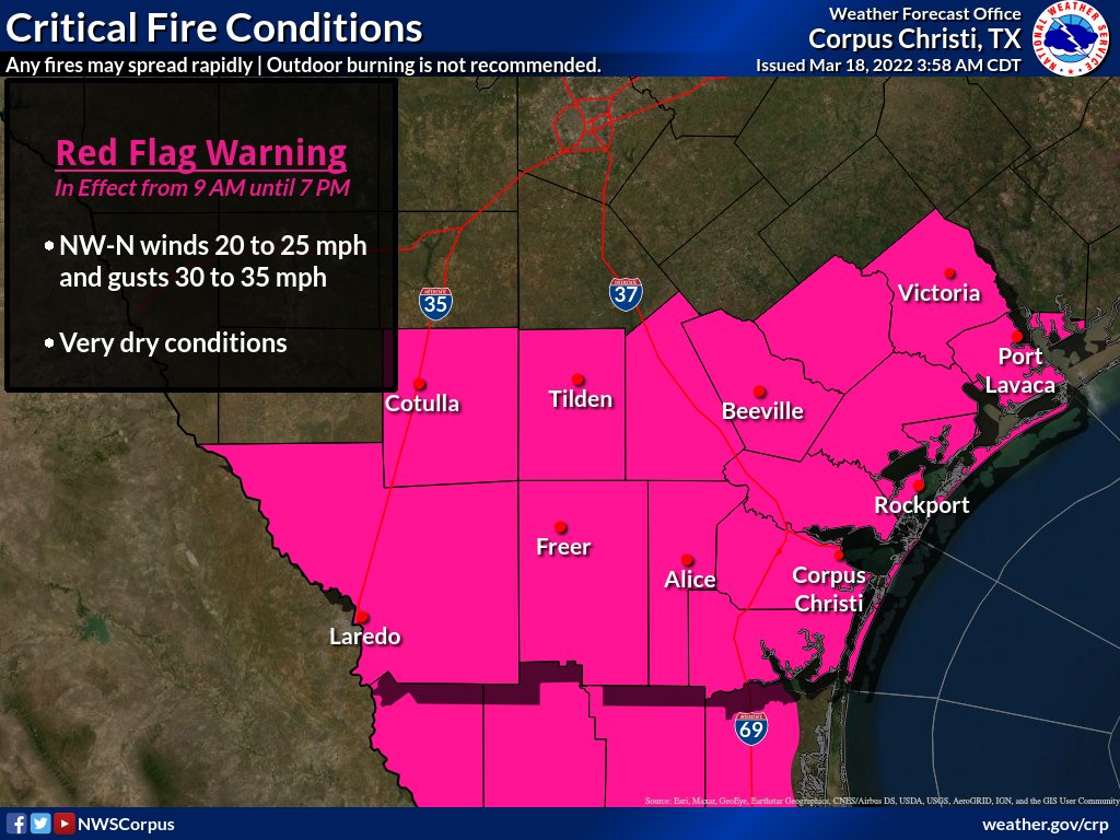 NWS Corpus Christi on Twitter "A Red Flag Warning is in effect from 9