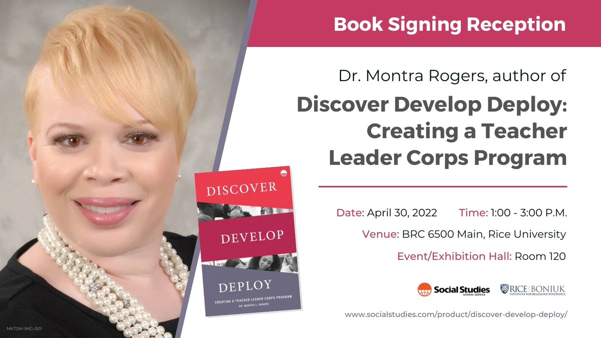 montra_rogers's tweet photo. A Book Signing Reception for  Dr. Montra Rogers, Author of  Discover Develop Deploy: Creating a Teacher Leader Corps Program. Use the link to purchase a copy of the book for signing.
https://t.co/Fxne5L6YLm https://t.co/37b7Pf6pt6