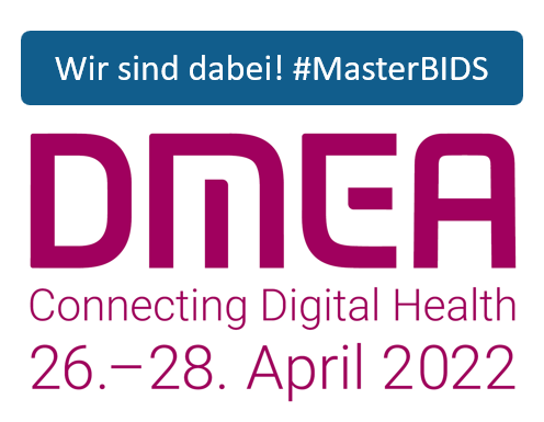 MasterBIDS's tweet photo. Vom 26.-28. April auf der @_DMEA in Berlin informiert und berät Dich das #MasterBIDS Team zum Online-Master "Biomedizinische Informatik und Data Science" sowie den #Zertifikatskursen. Wir freuen uns auf den persönlichen Kontakt! #DMEA22 #HS_Mannheim @MII_Germany @MIRACUM_de https://t.co/ybTttrTFW9
