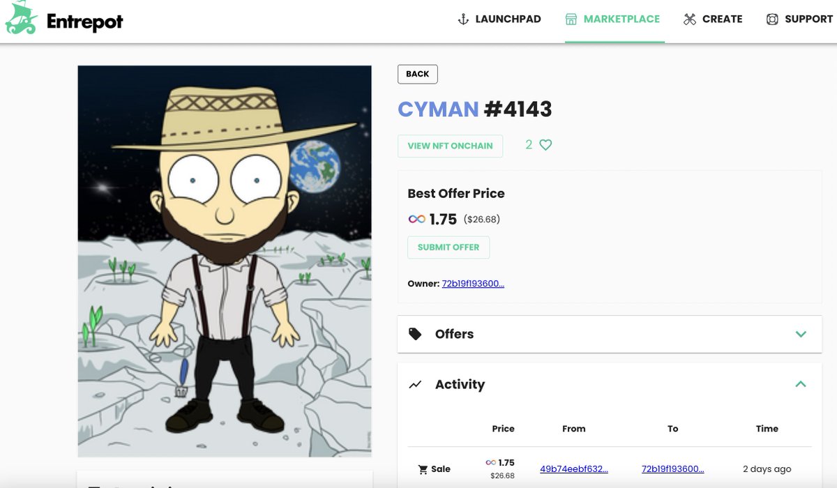 cyman_live's tweet photo. 🤖CYMAN #4143 🤖
purchased for 1.75 #ICP 
98.8% Rarity 👀 

#CYMAN #Dfinity https://t.co/2S8G1mONLo