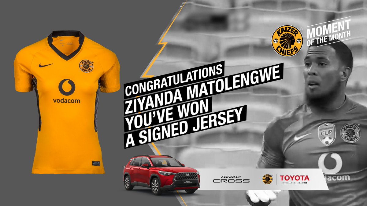 KaizerChiefs's tweet photo. Congratulations, @NadiaZiyanda! You voted for Brandon Petersen’s save as the Toyota Corolla Cross #MomentOfTheMonth and have won @KaizerChiefs merch. Thanks to everyone for voting and stay tuned to see who features in the next round.   

#KaizerChiefs #PerfectCross #KCToyota https://t.co/nIkcHM0OqB