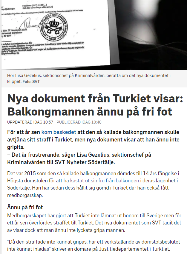 Stort_allvar's tweet photo. Han är alltså dömd till 14 års fängelse efter ha kastat ut frun från från balkongen, 13 meter över marken.
Hon överlevde, och bor idag ihop med barnet på hemlig ort.

Men, mannen är fortfarande på fri fot.
Hur kunde han komma på fri fot? https://t.co/jKkO9d2bly